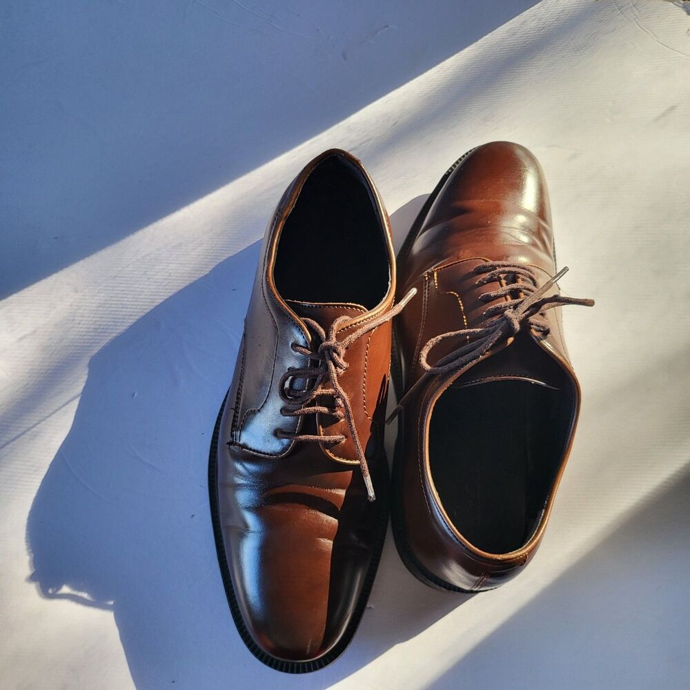 Zara Dressy Oxford Men's 9 Brown Shoes Plain Toe Burnished Lace Up New!